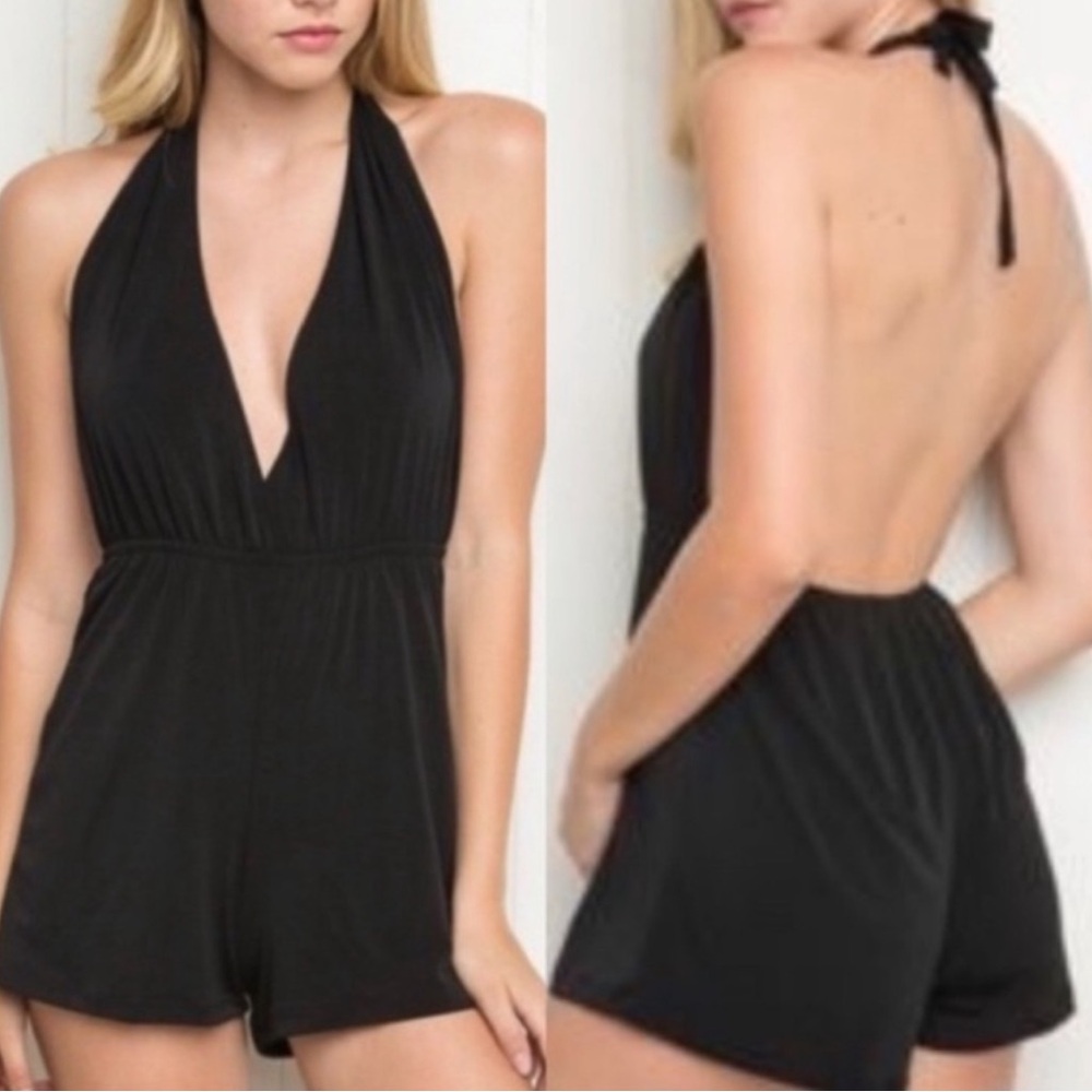 Brandy Melville Black Halter Romper
